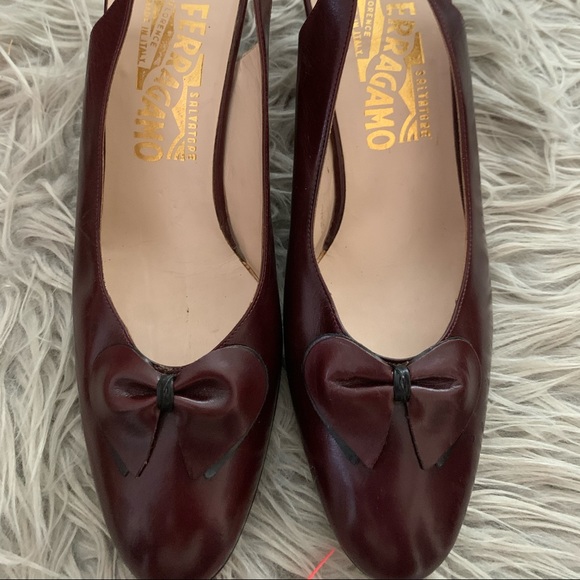Salvatore Ferragamo Bow Toe Sling-back Heels - Picture 7 of 7